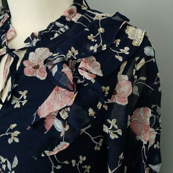 💗JUST IN!🌻CUTE Loveriche Boho Navy Shiffon Dress - Picture 5 of 7